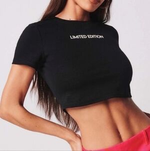 TIGER MIST BLACK "LIMITED EDITION" CROPPED TEE SIZE XXS